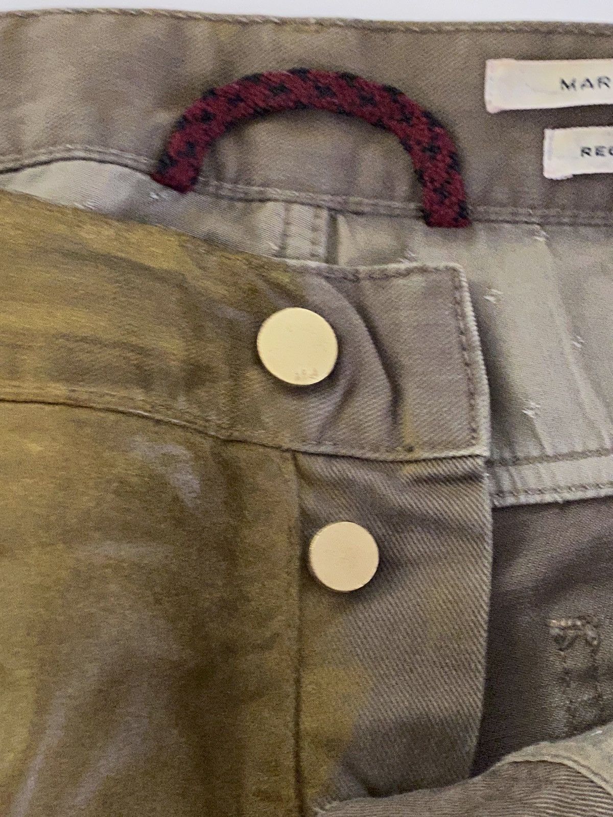 Marc Jacobs Marc Jacobs COLLECTION Waxed Cotton Distressed Gold Jeans Size US 34 / EU 50 - 5 Thumbnail