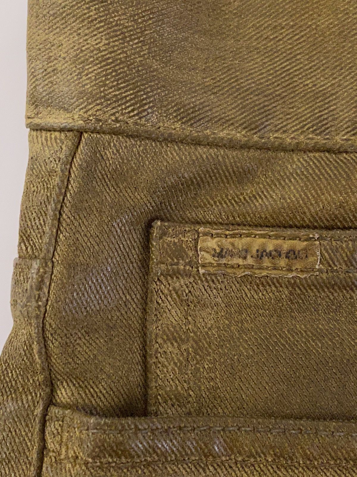 Marc Jacobs Marc Jacobs COLLECTION Waxed Cotton Distressed Gold Jeans Size US 34 / EU 50 - 4 Thumbnail