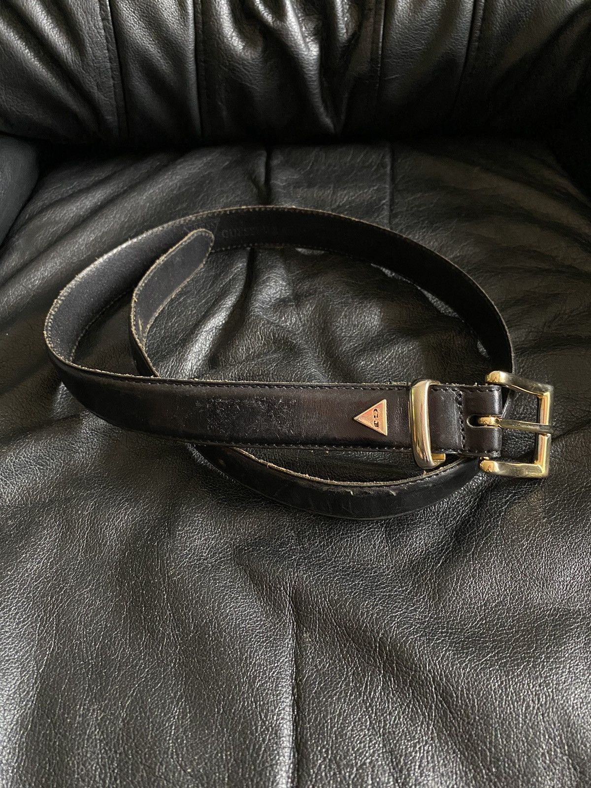 Guess Vintage Guess Jeans Genuine Leather Belt Black Gold USA Size ONE SIZE - 1 Thumbnail
