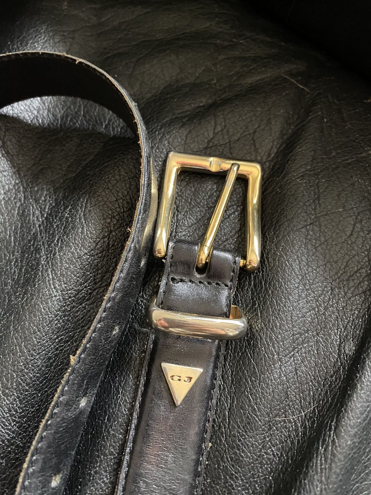 Guess Vintage Guess Jeans Genuine Leather Belt Black Gold USA Size ONE SIZE - 2 Thumbnail