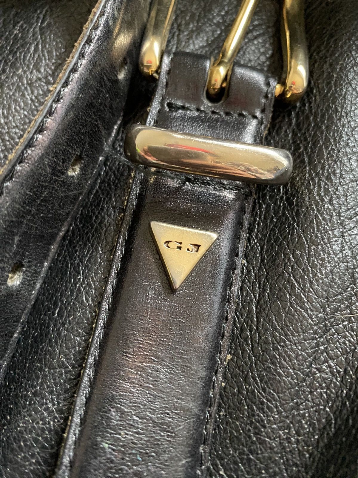 Guess Vintage Guess Jeans Genuine Leather Belt Black Gold USA Size ONE SIZE - 3 Thumbnail
