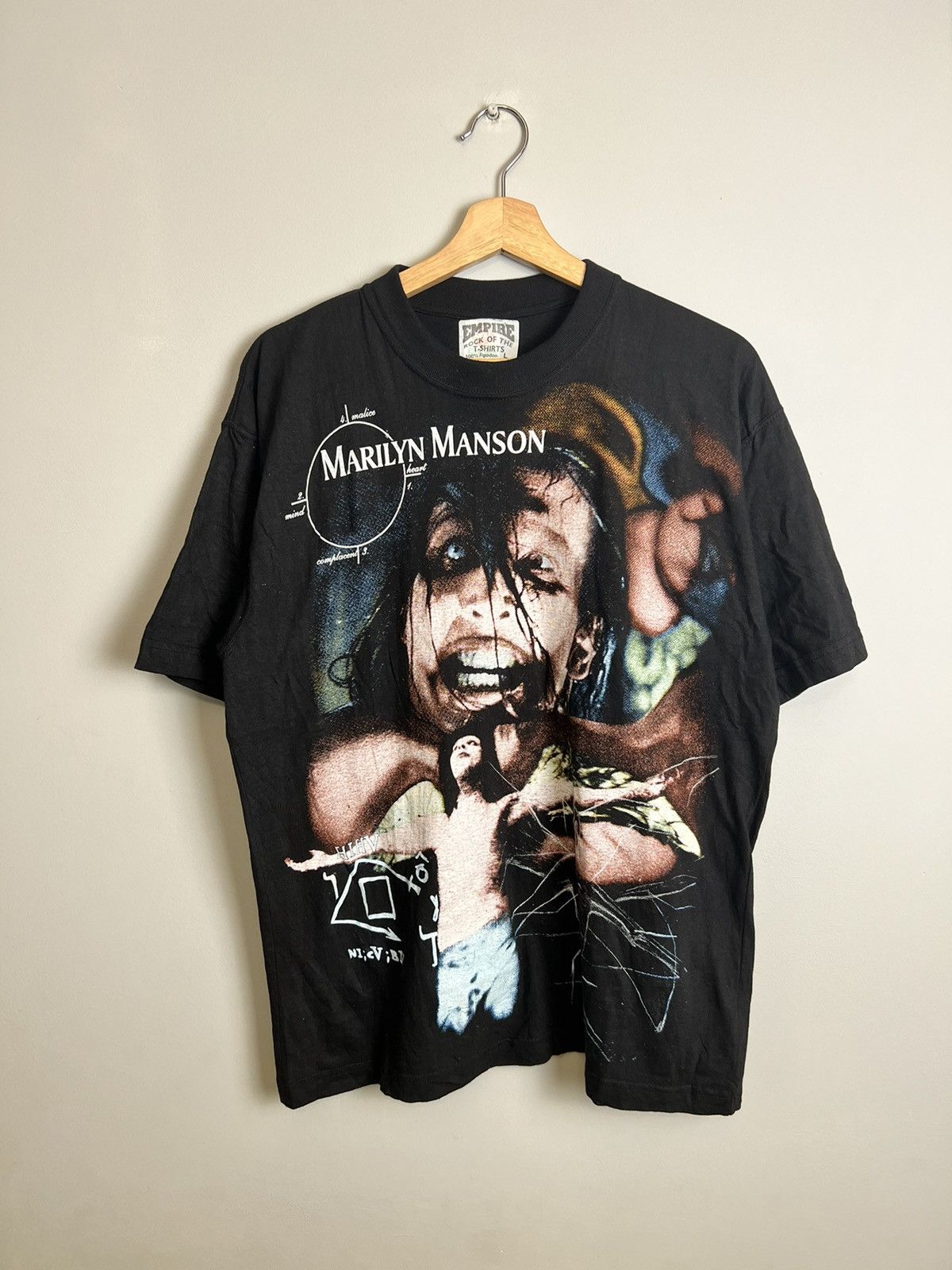 image of Band Tees x Marilyn Manson Vintage 90's Marilyn Manson Antichrist Metal Band Tee in Black (Size Lar