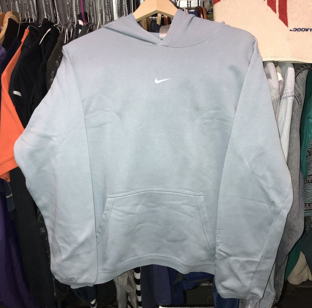 Nike Center Swoosh Baby Blue Hoodie Y2K