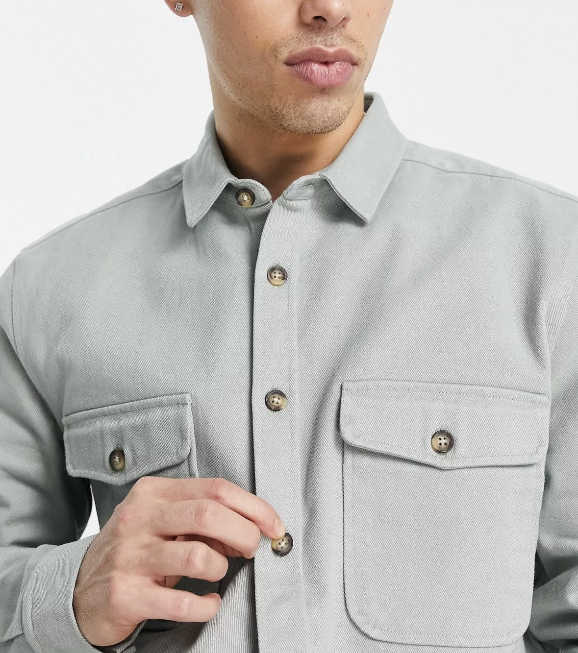 Asos Asos Cotton Shacket Light Jacket in Grey L Size US L / EU 52-54 / 3 - 5 Thumbnail