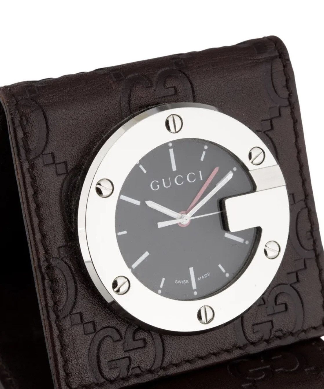 Gucci Gucci GG Leather Travel Alarm Clock NIB Size ONE SIZE - 2 Thumbnail