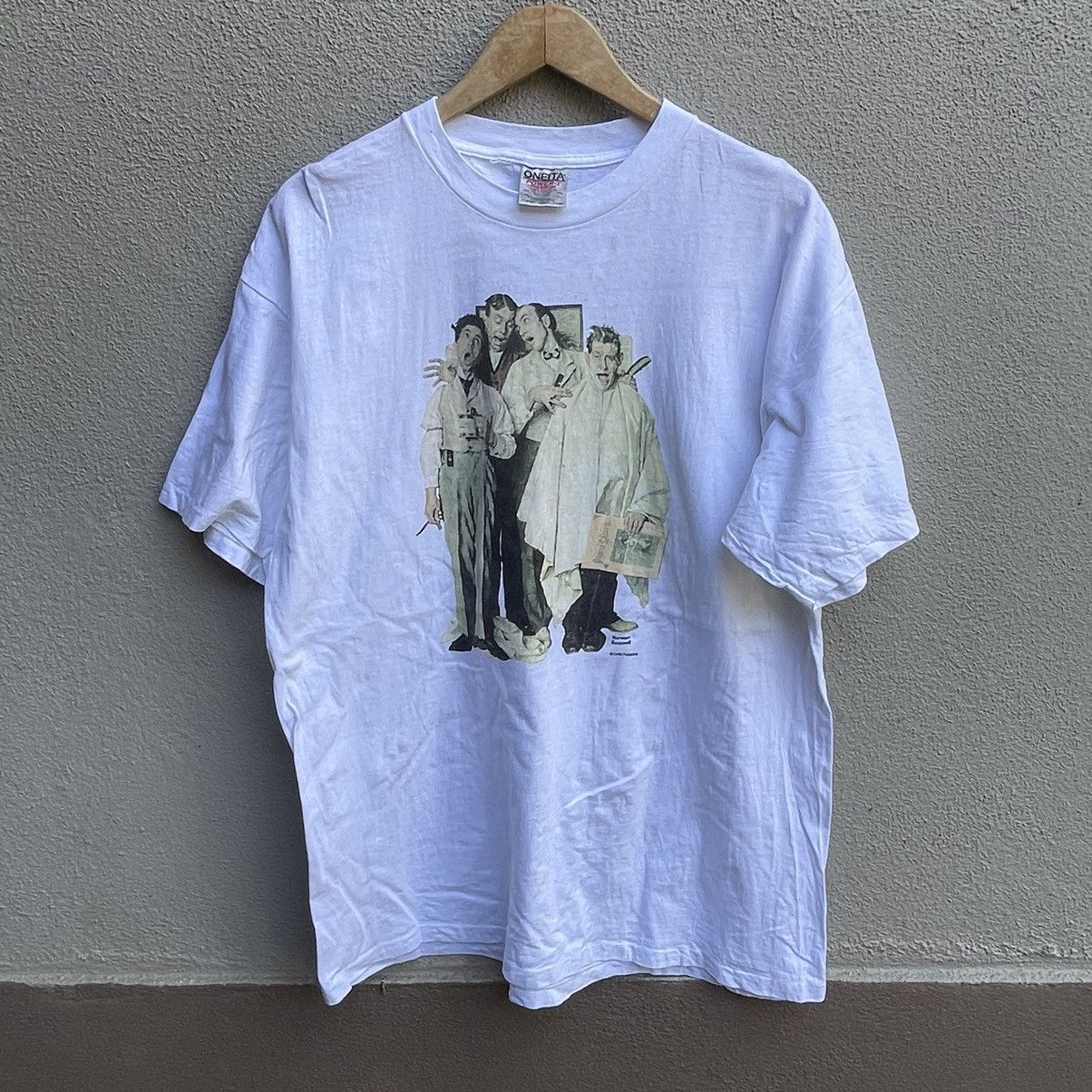 image of 90's Norman Rockwell Art Tee in White, Men's (Size XL)