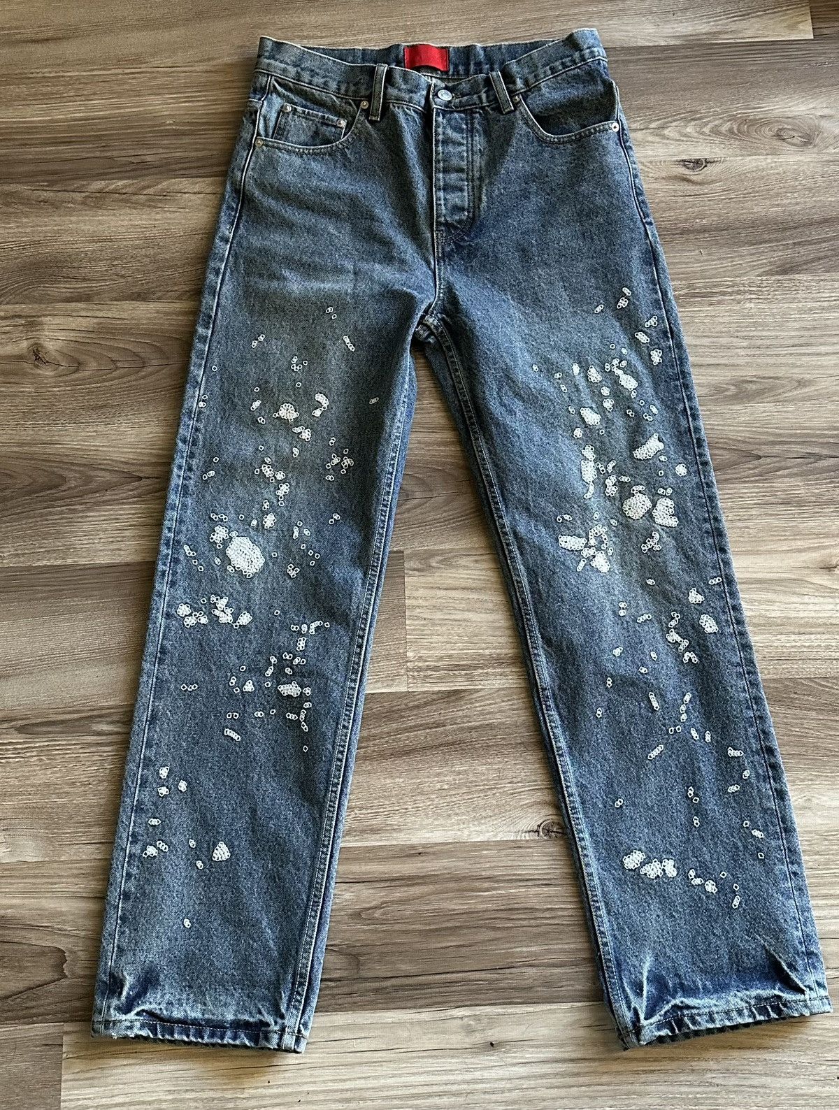 Fugazi LA Chain Paint Splatter Jeans Dark Washed size 30