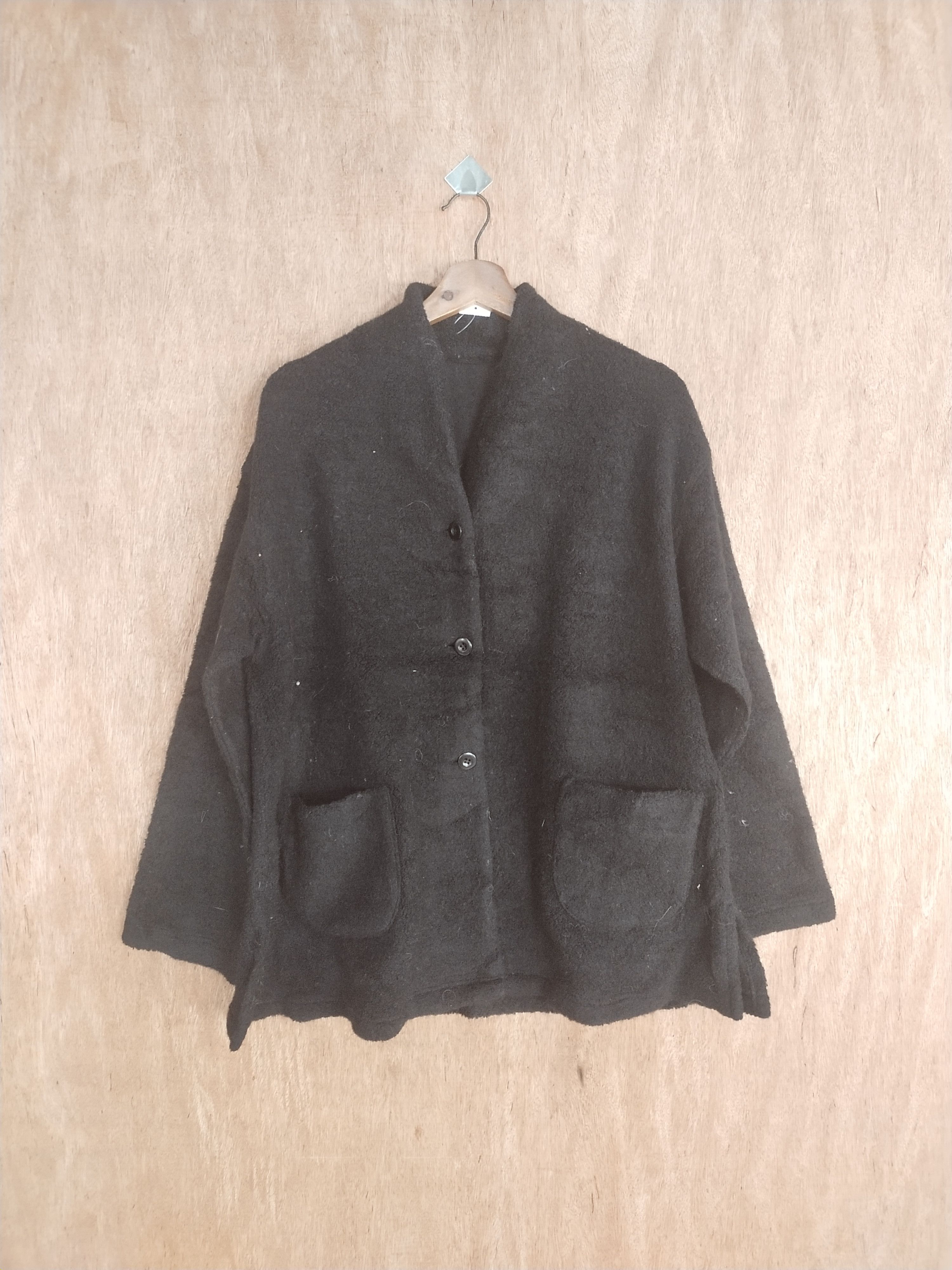 Homespun Knitwear × Japanese Brand Les Deux Magots black knitwear jacket cardigan #S013 Size US L / EU 52-54 / 3 - 1 Thumbnail