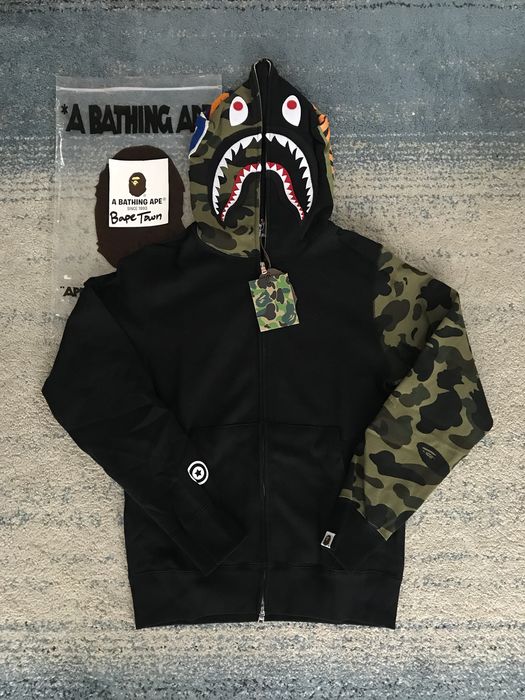 Bape Black Green Camo Shark Hoodie Grailed