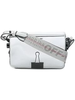 Off White Binder Clip Flap Bag Printed Leather Small Black 1520731