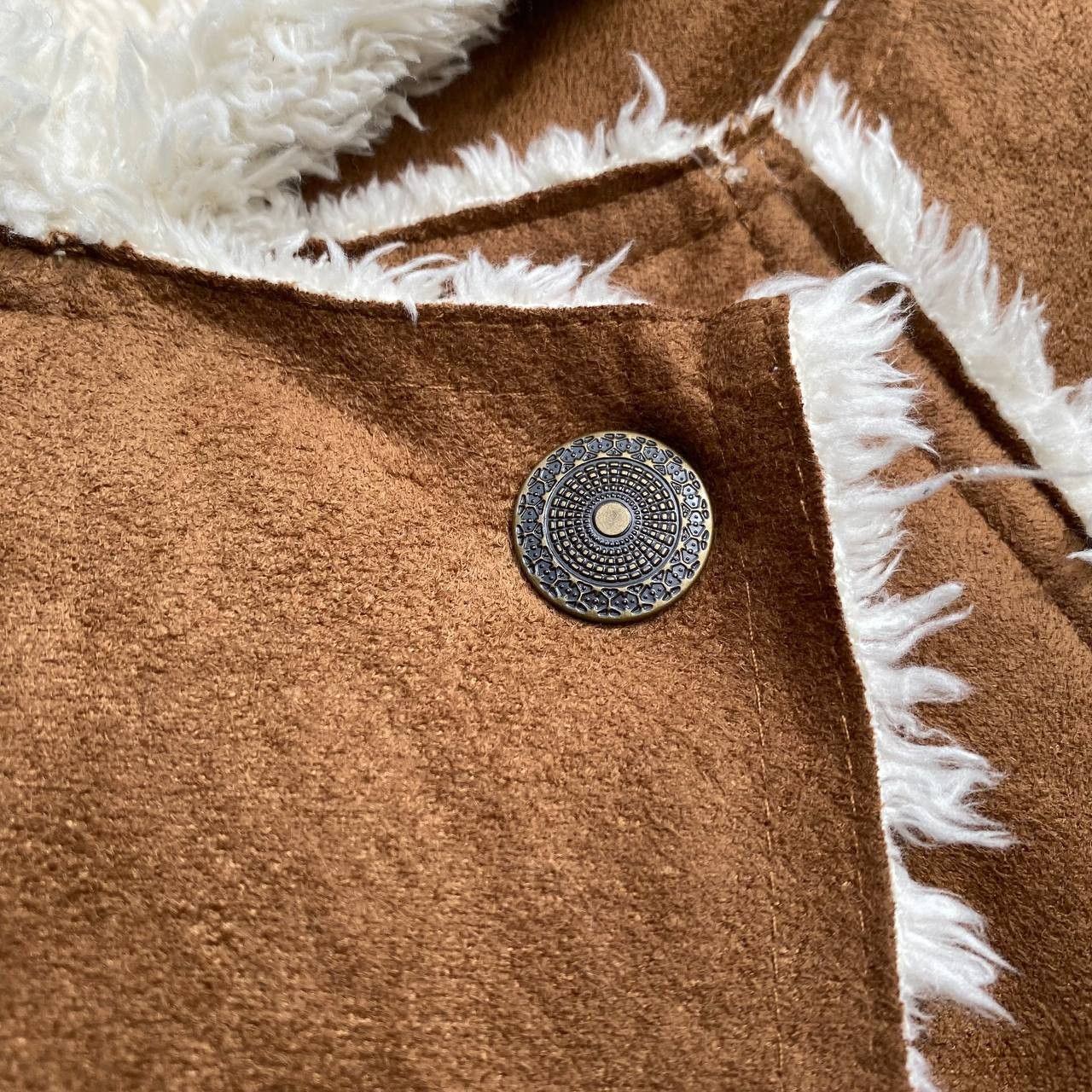 Japanese Brand × Vintage Vintage Cutie Blonde Sheepskin leather Pancho hoodies Size US M / EU 48-50 / 2 - 3 Thumbnail