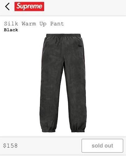 Supreme Silk Warm Up Pant - Black - Small | Grailed