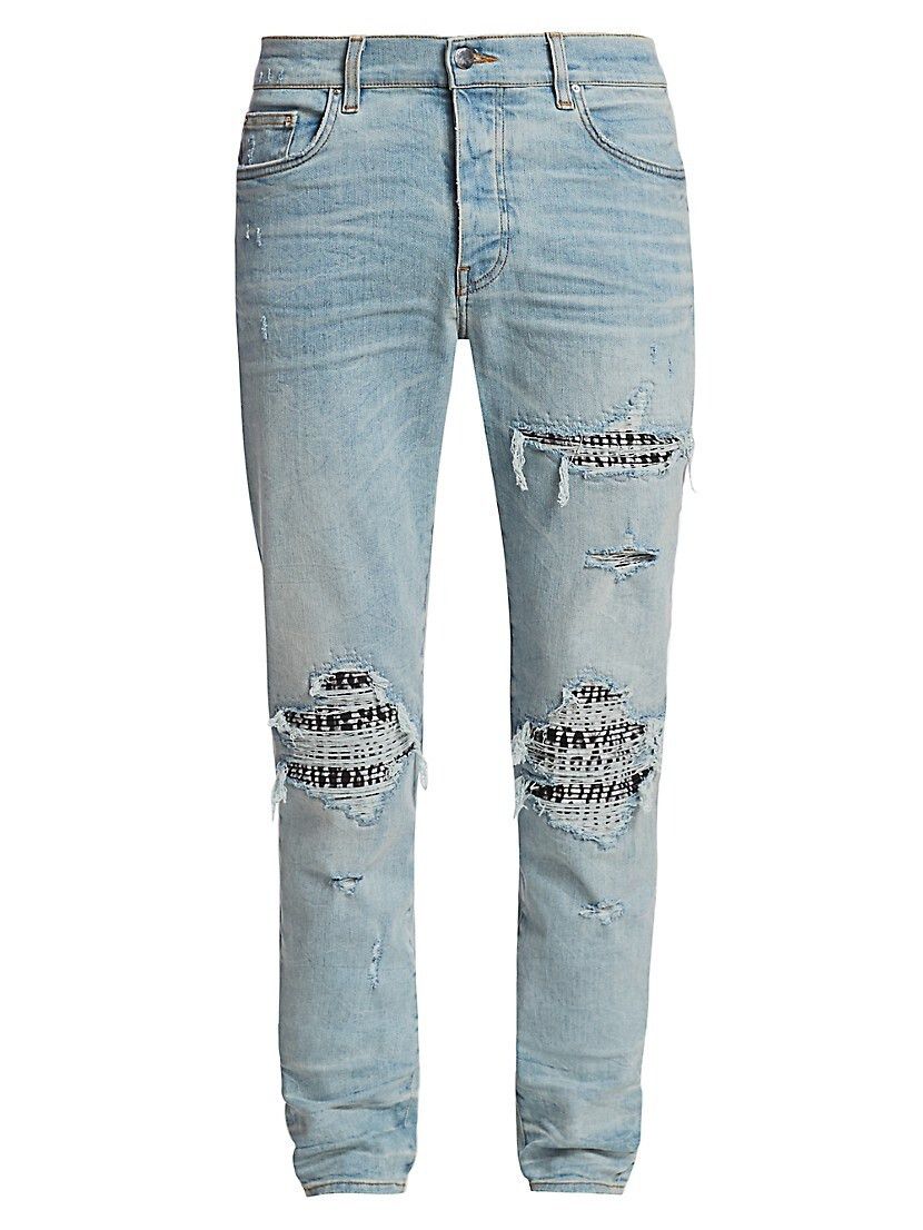Amiri MX1 zebra animal print patch jeans skinny