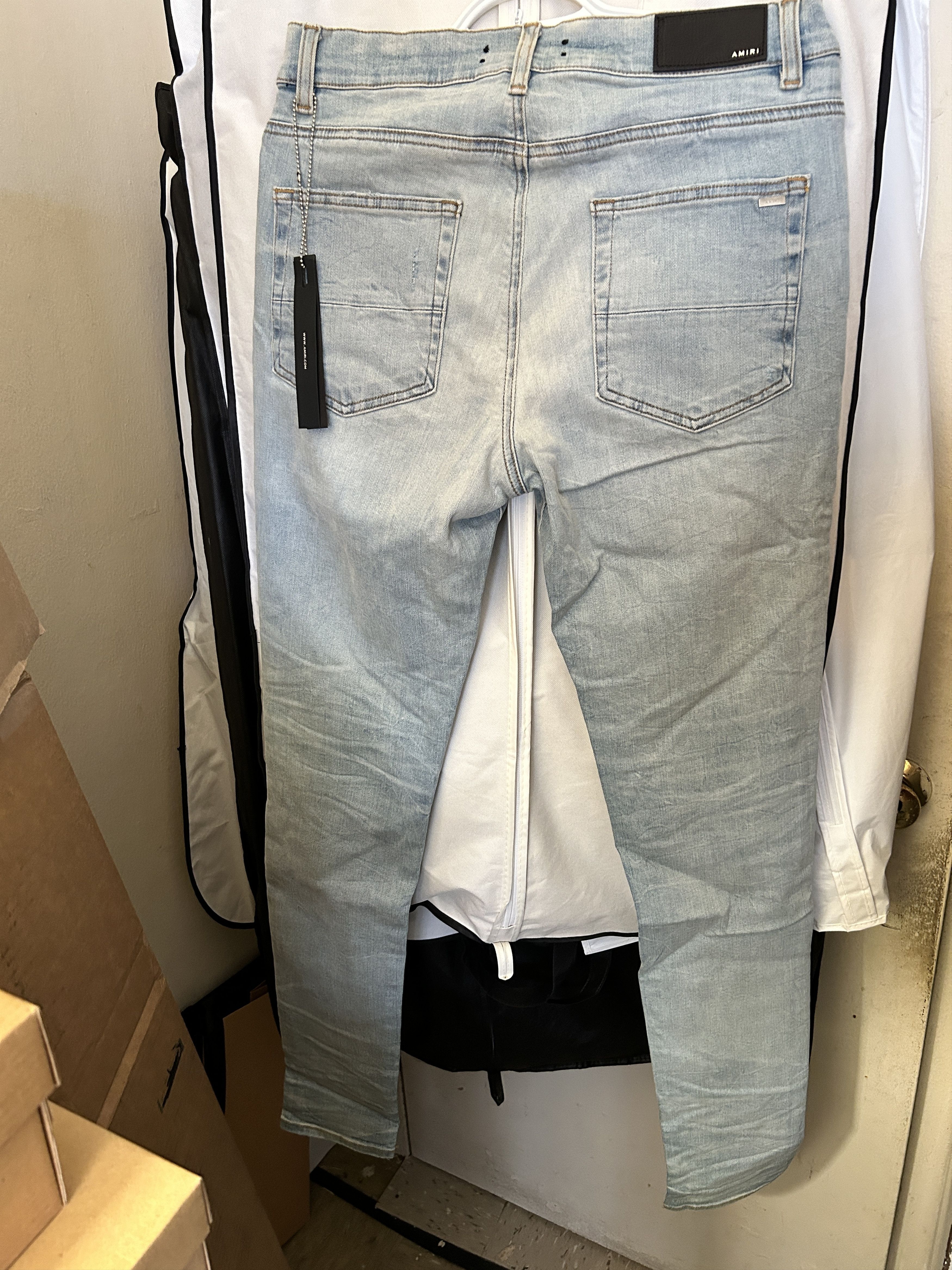 Amiri MX1 zebra animal print patch jeans skinny