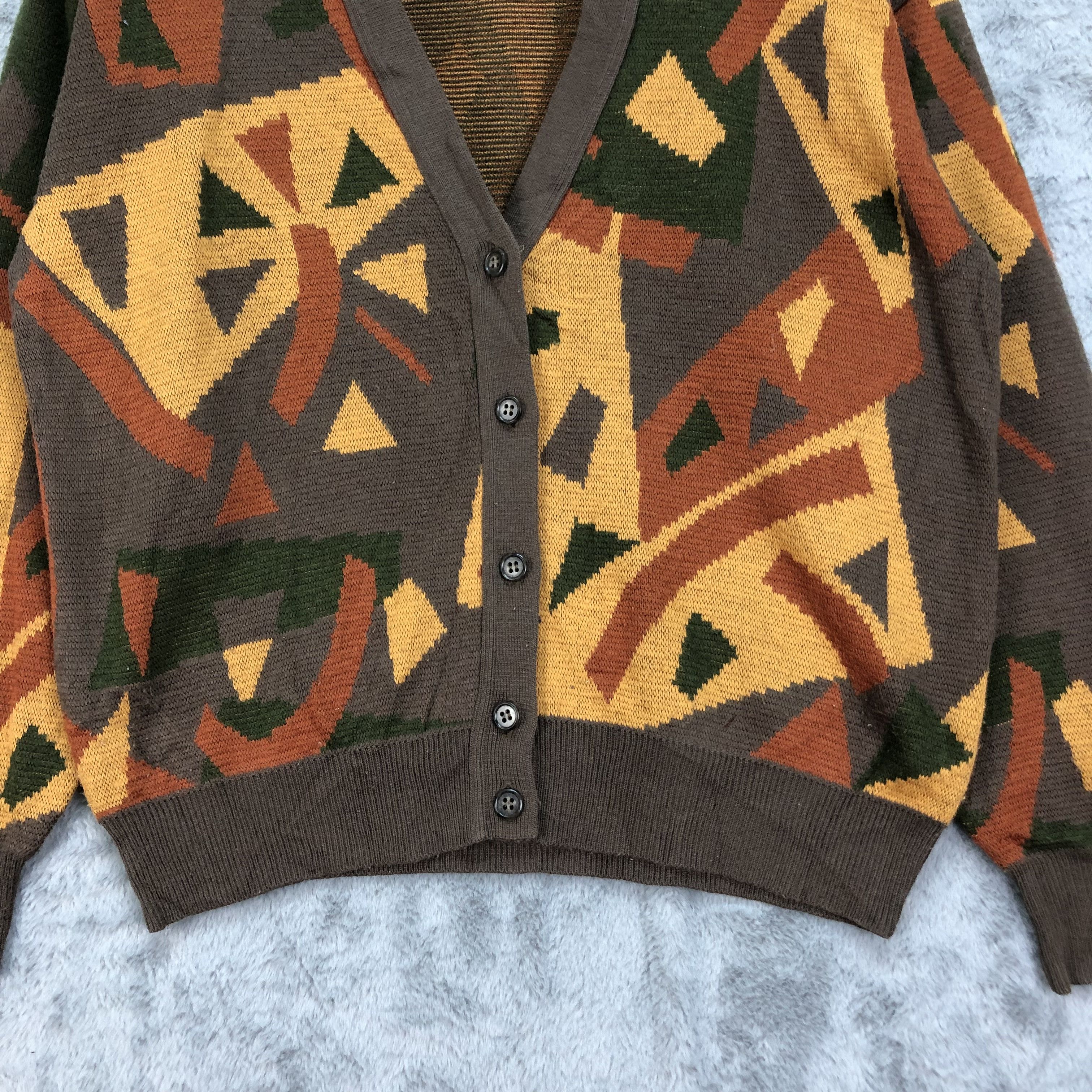 Japanese Brand ENIEME Graphic Printed Designs Knit Cardigan #4482-155 Size M / US 6-8 / IT 42-44 - 3 Thumbnail