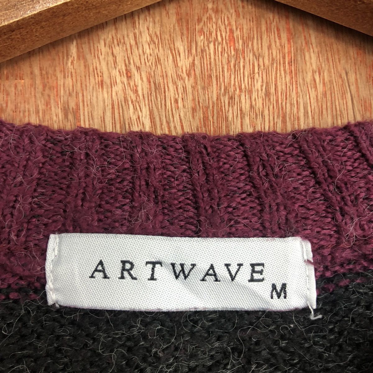 Homespun Knitwear × Japanese Brand × OVER THE STRiPES DLL ArtWare Stripe Black Maroon Knitwear like cobain #c601 Size US M / EU 48-50 / 2 - 8 Thumbnail