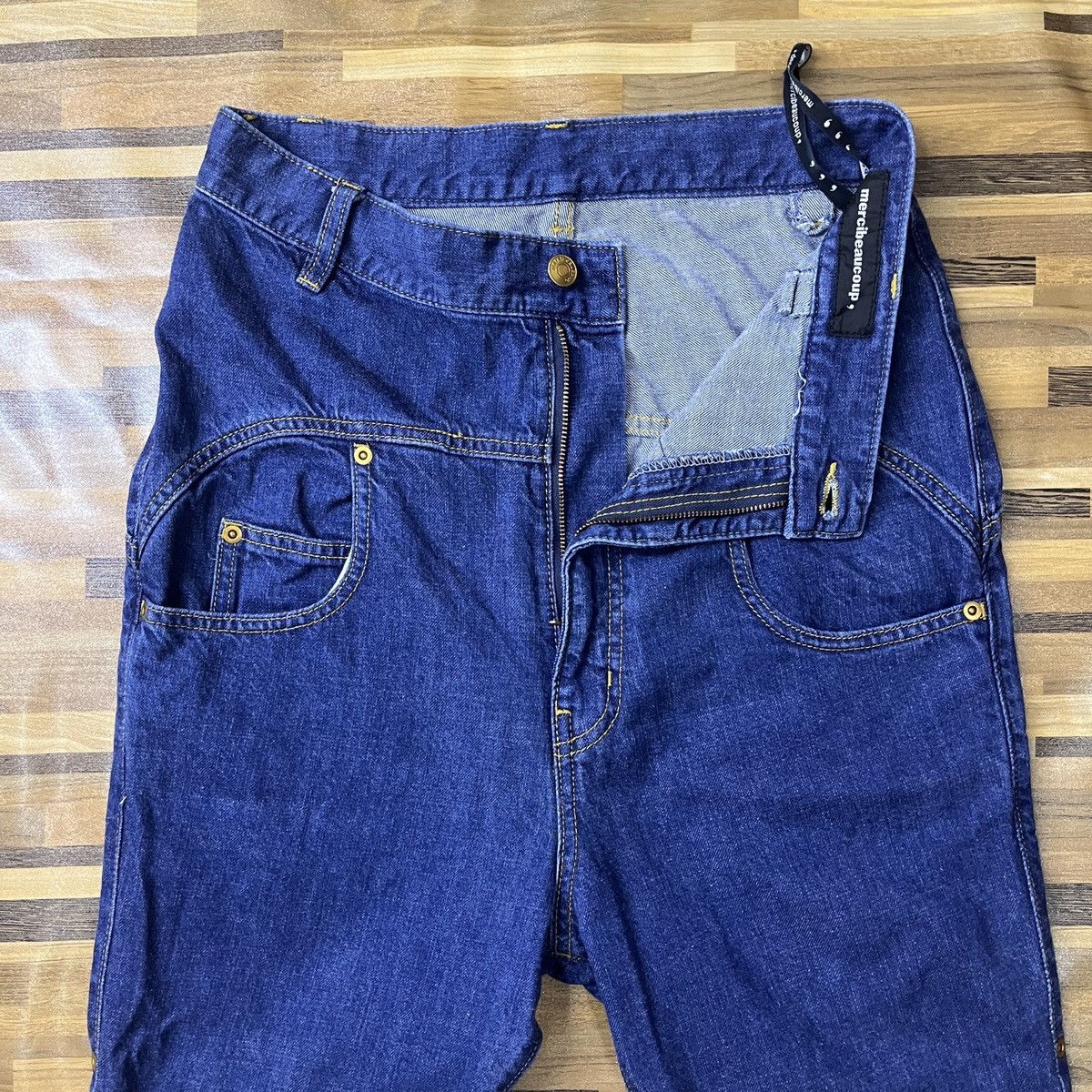 Issey Miyake × Japanese Brand × mercibeaucoup Issey Miyake Avant Garde Denim Pants Japanese Size US 29 - 7 Thumbnail