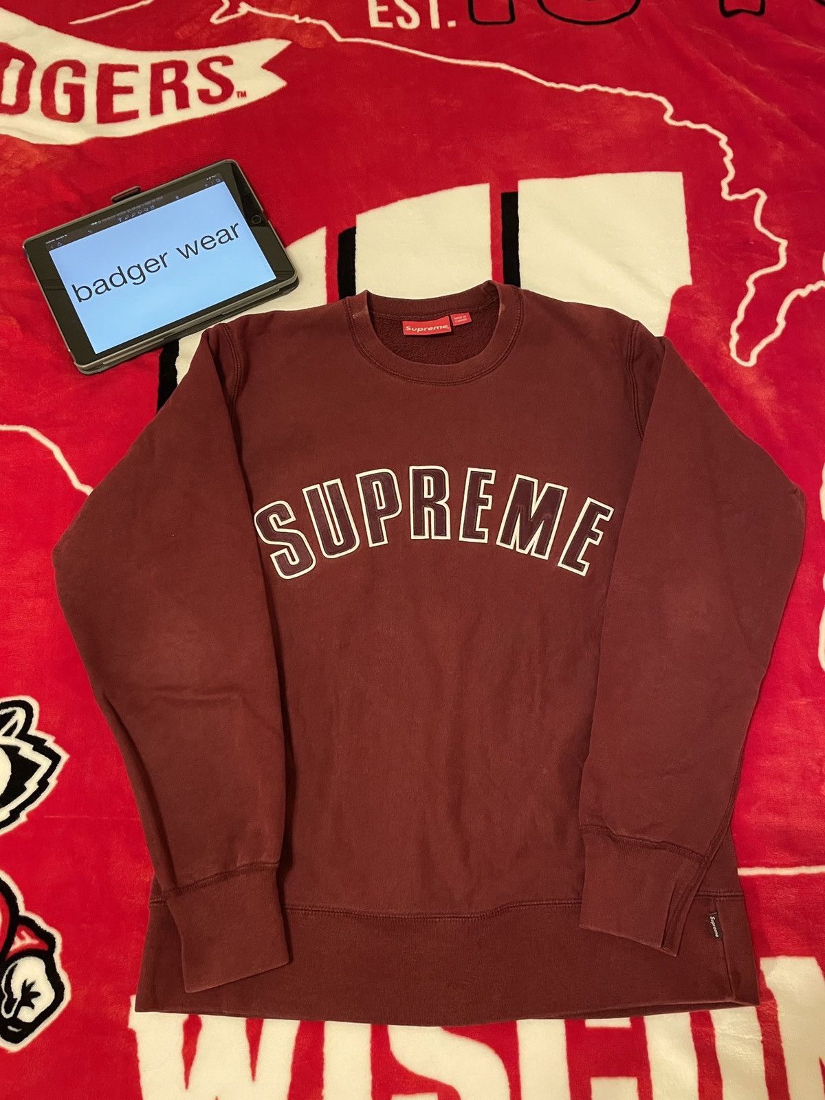 Supreme Supreme Arc Logo Crewneck Sweatshirt Burgundy Red