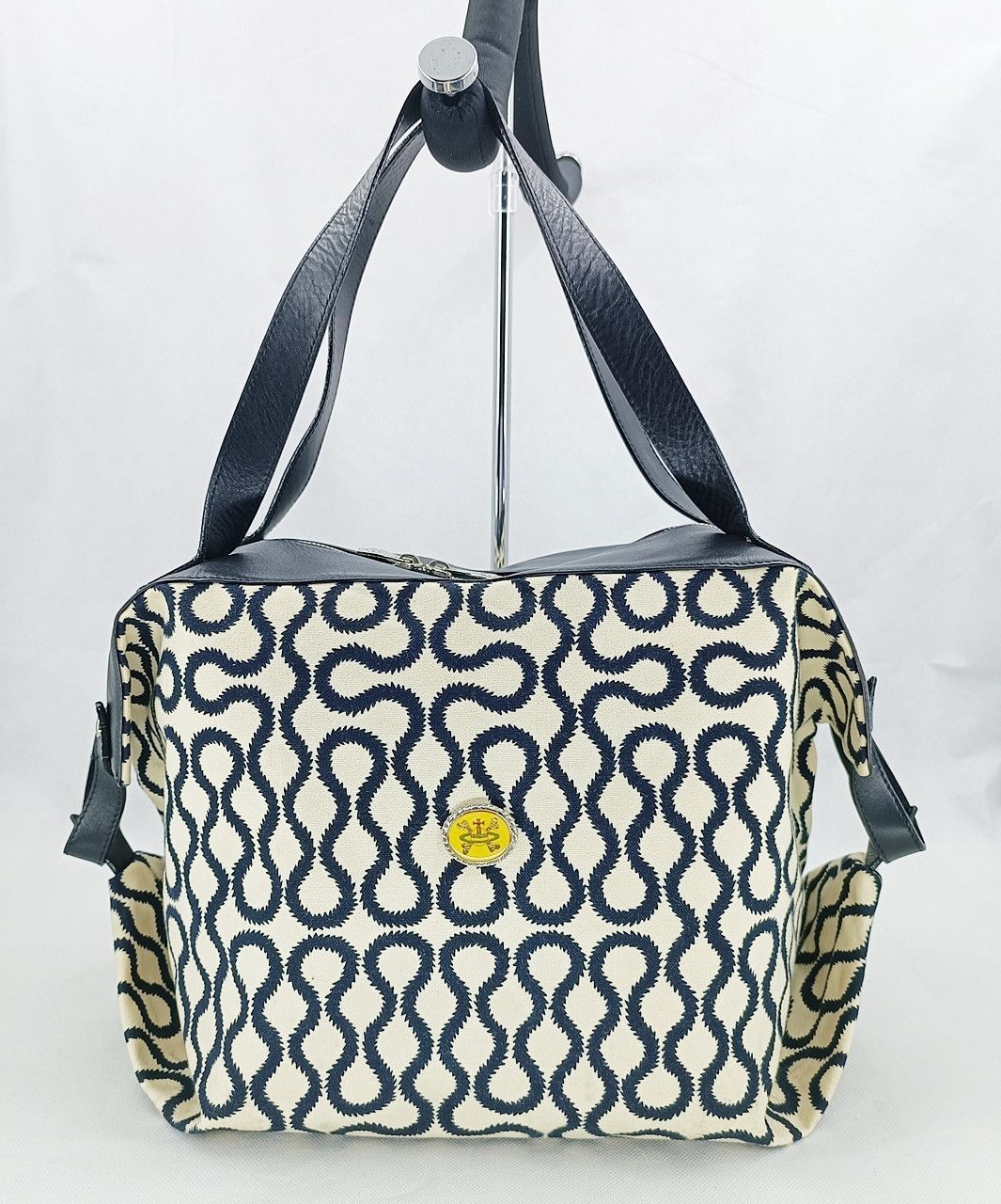 Large 2 ways squiggle pattern tote bag