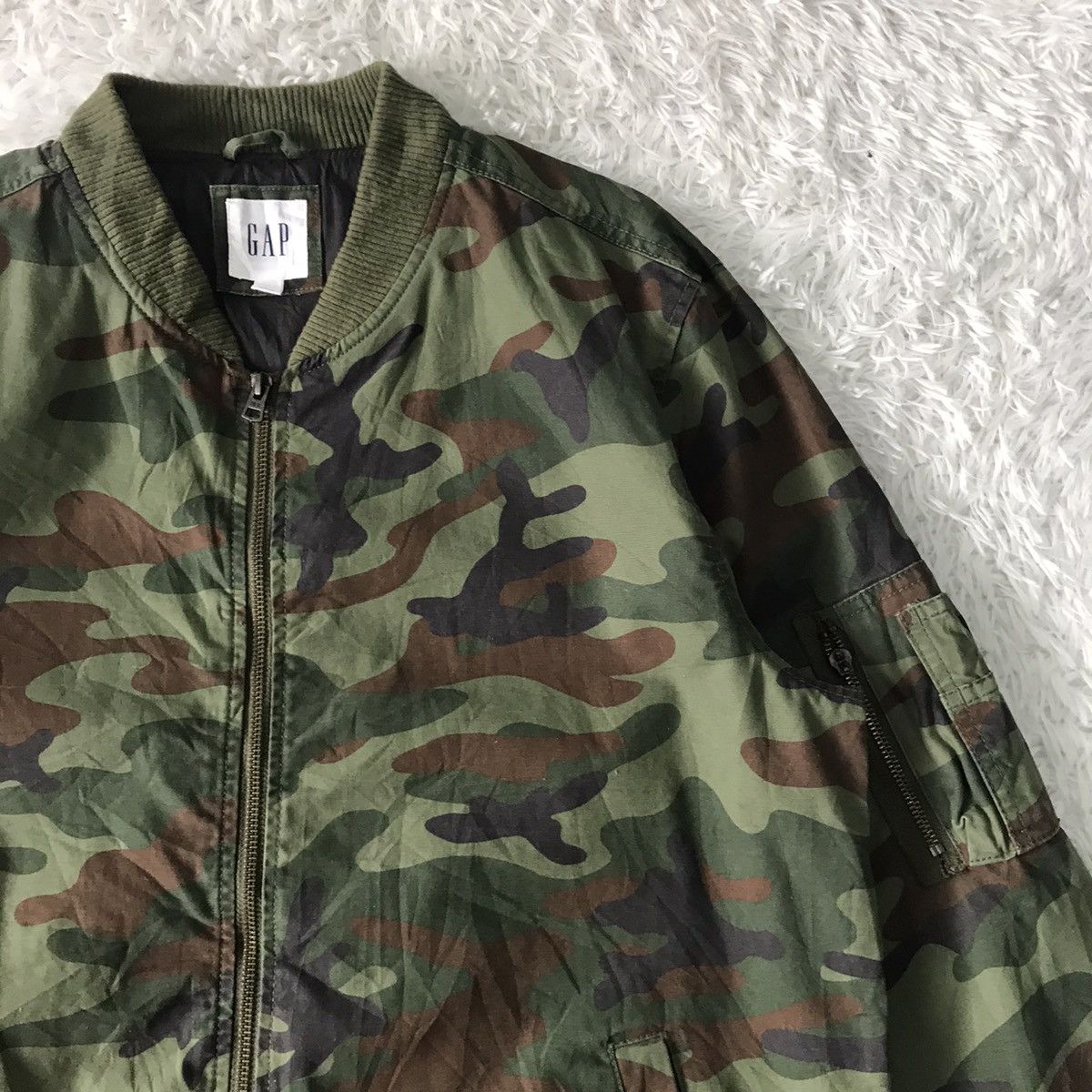 Gap Vtg Camo Printed Gap Bomber Jacket Zip Ideal Size US L / EU 52-54 / 3 - 5 Thumbnail
