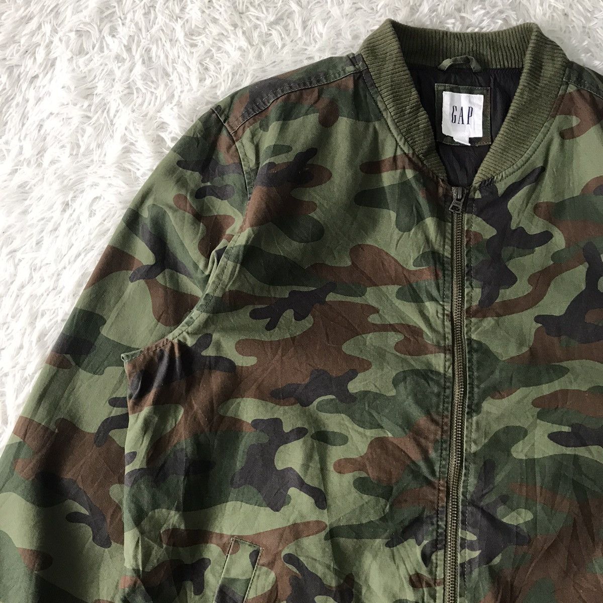 Gap Vtg Camo Printed Gap Bomber Jacket Zip Ideal Size US L / EU 52-54 / 3 - 6 Thumbnail