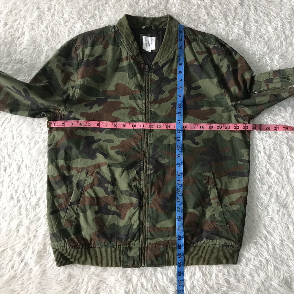 Gap Vtg Camo Printed Gap Bomber Jacket Zip Ideal Size US L / EU 52-54 / 3 - 15 Thumbnail