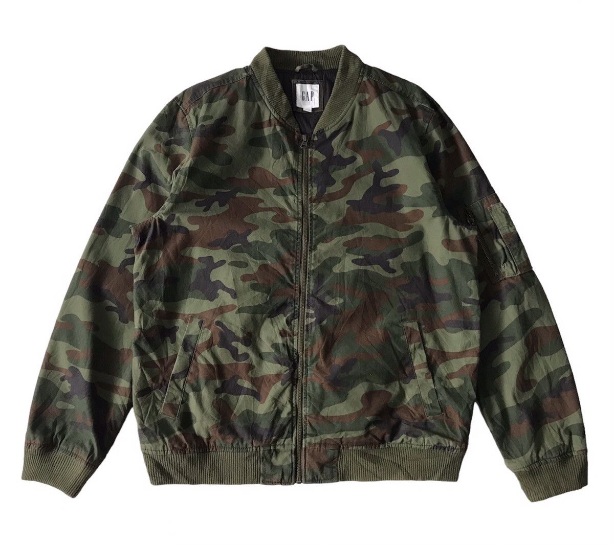 Gap Vtg Camo Printed Gap Bomber Jacket Zip Ideal Size US L / EU 52-54 / 3 - 1 Thumbnail