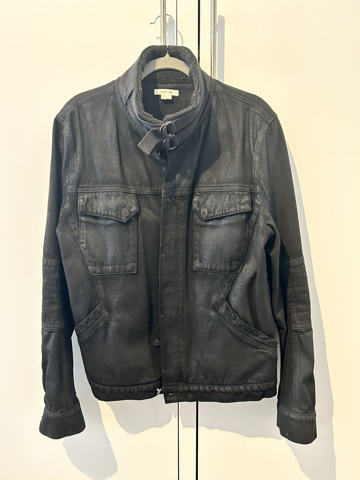 ジャケット・アウター Helmut Lang Fur Collar Wax Denim Jacket Helmut Lang Fur Collar Wax Denim Jacket