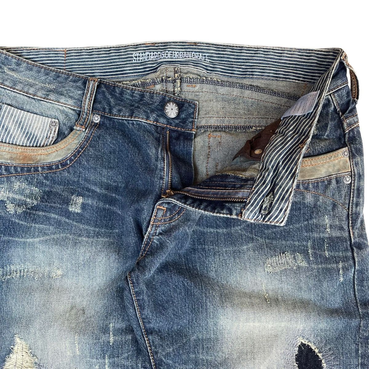 Japanese Brand Standard Of Urban Japanese Distressed Ripped Flare Jeans 34 Size US 34 / EU 50 - 5 Thumbnail