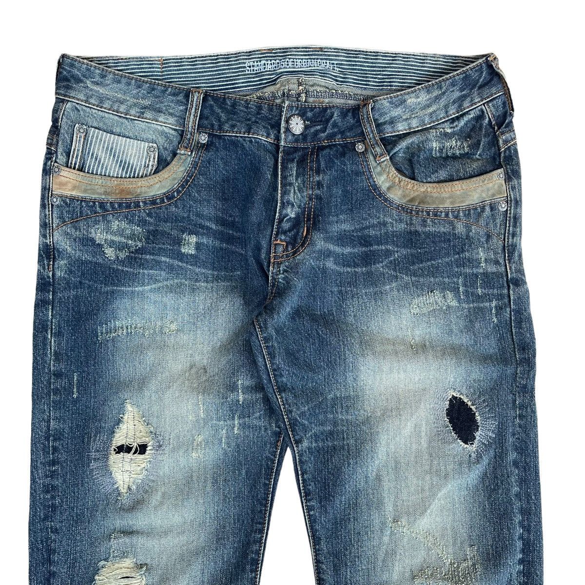 Japanese Brand Standard Of Urban Japanese Distressed Ripped Flare Jeans 34 Size US 34 / EU 50 - 3 Thumbnail