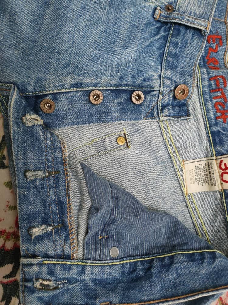 Japanese Brand Ezra Fitch Distressed Boot Cut Denim Size US 33 - 5 Thumbnail