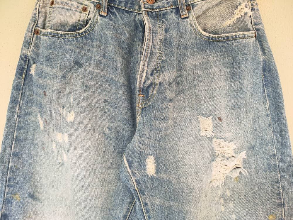 Japanese Brand Ezra Fitch Distressed Boot Cut Denim Size US 33 - 4 Thumbnail