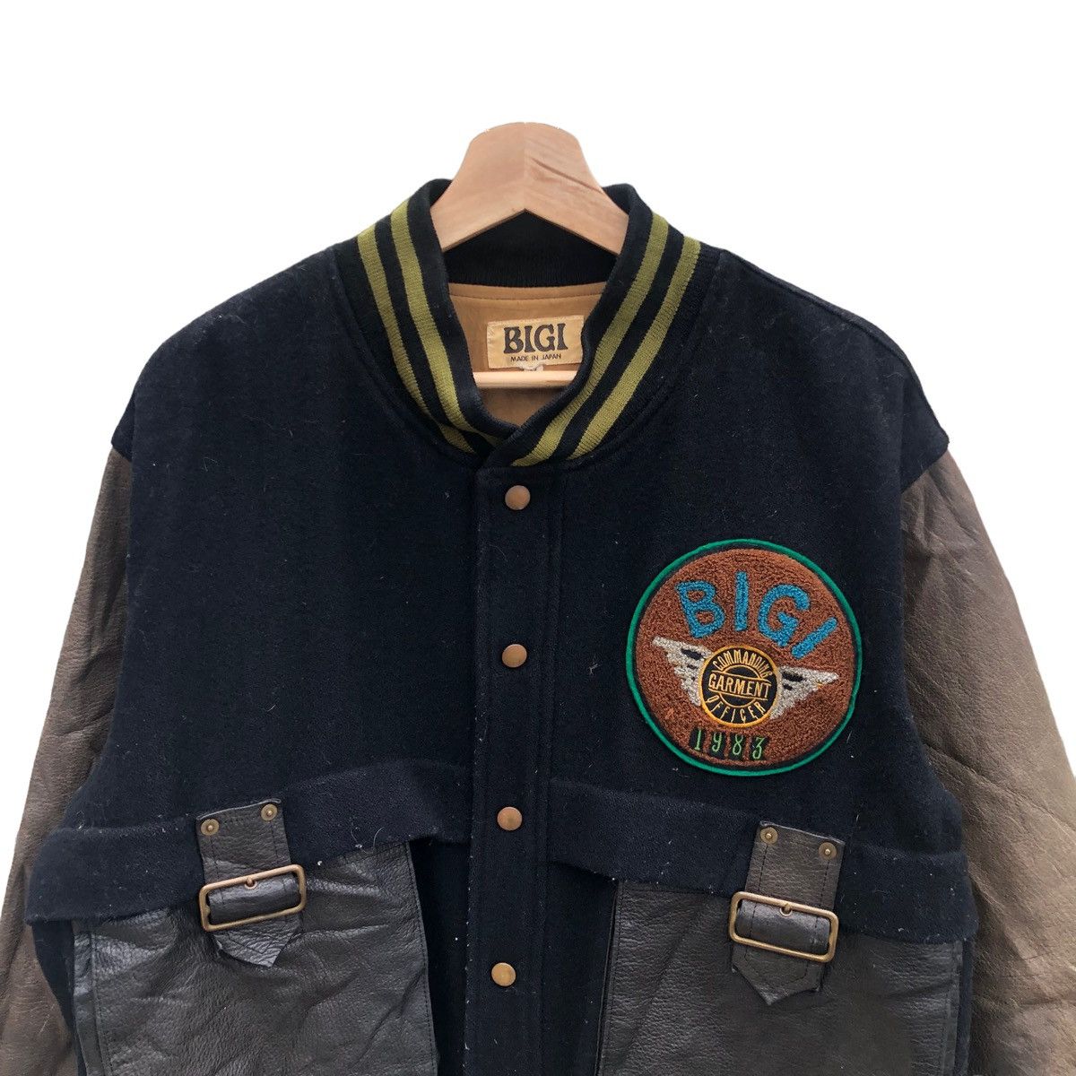 BIGI Vintage 80s Bigi Leather Military Varsity Bomber Jacket Size US M / EU 48-50 / 2 - 3 Thumbnail