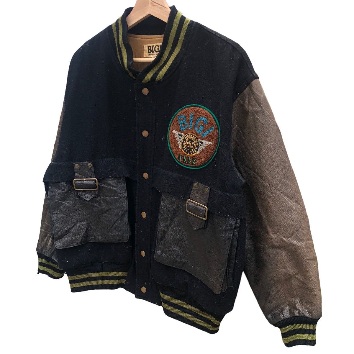 BIGI Vintage 80s Bigi Leather Military Varsity Bomber Jacket Size US M / EU 48-50 / 2 - 4 Thumbnail