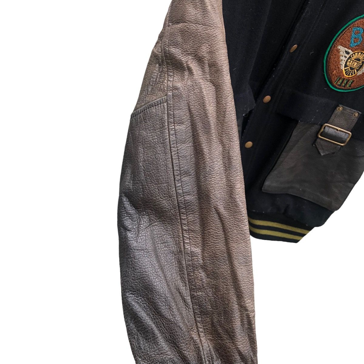 BIGI Vintage 80s Bigi Leather Military Varsity Bomber Jacket Size US M / EU 48-50 / 2 - 13 Thumbnail