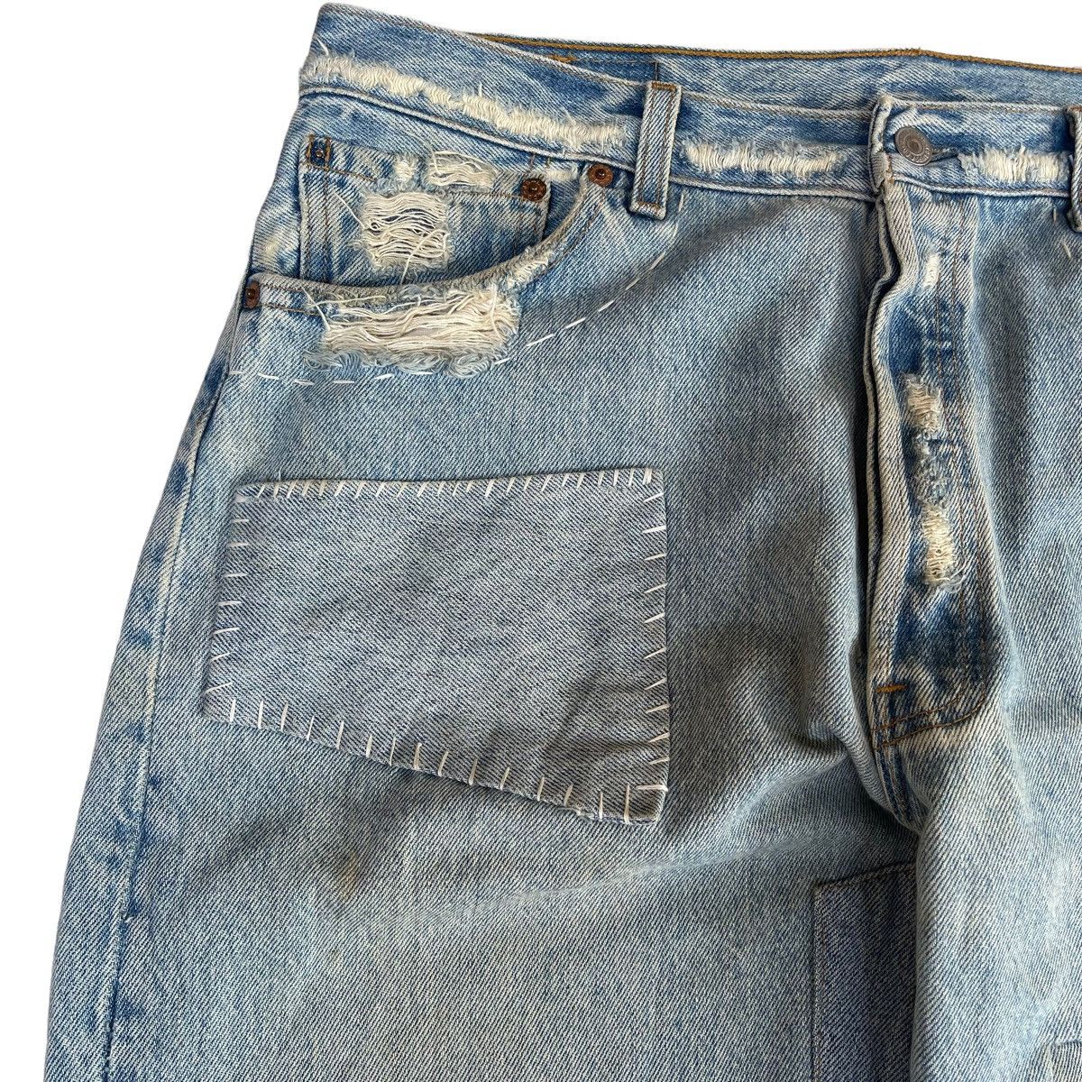 Japanese Brand Vintage 90s Levis Made In Usa Distressed Light Blue Jeans Size US 34 / EU 50 - 4 Thumbnail