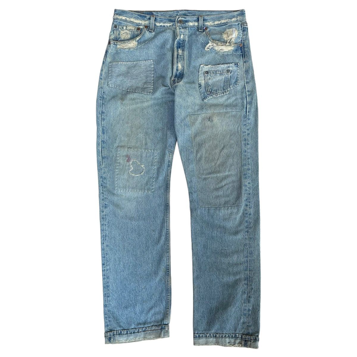 Japanese Brand Vintage 90s Levis Made In Usa Distressed Light Blue Jeans Size US 34 / EU 50 - 2 Thumbnail