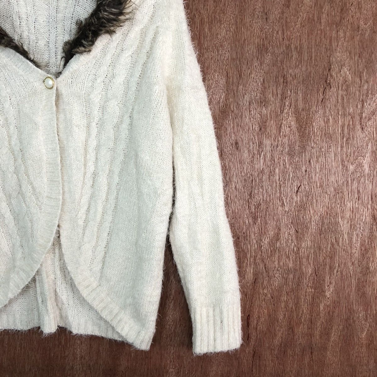 Homespun Knitwear × Japanese Brand Axes Femme Cream fur shag Knitwear cardigan #c335 Size US M / EU 48-50 / 2 - 5 Thumbnail