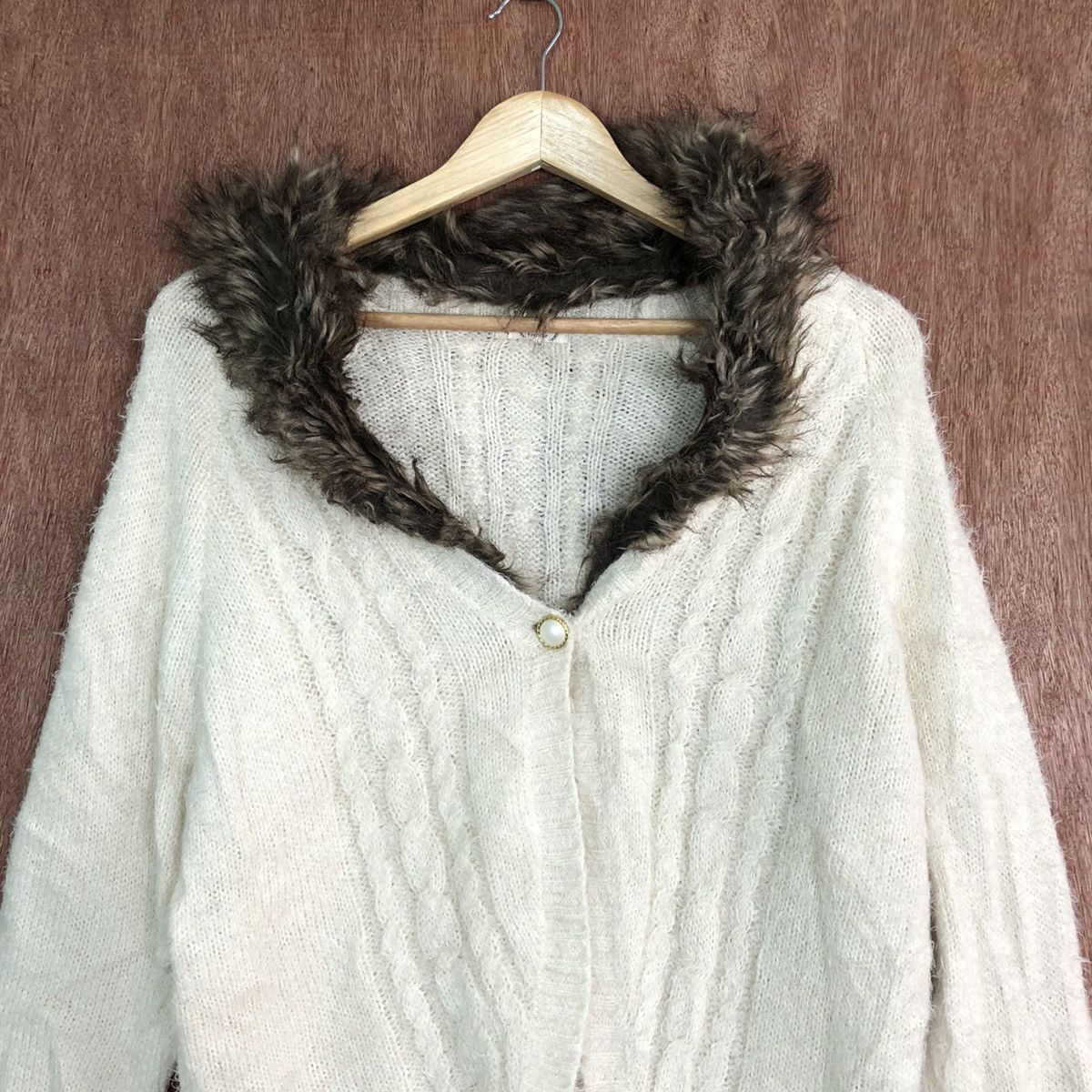 Homespun Knitwear × Japanese Brand Axes Femme Cream fur shag Knitwear cardigan #c335 Size US M / EU 48-50 / 2 - 2 Thumbnail