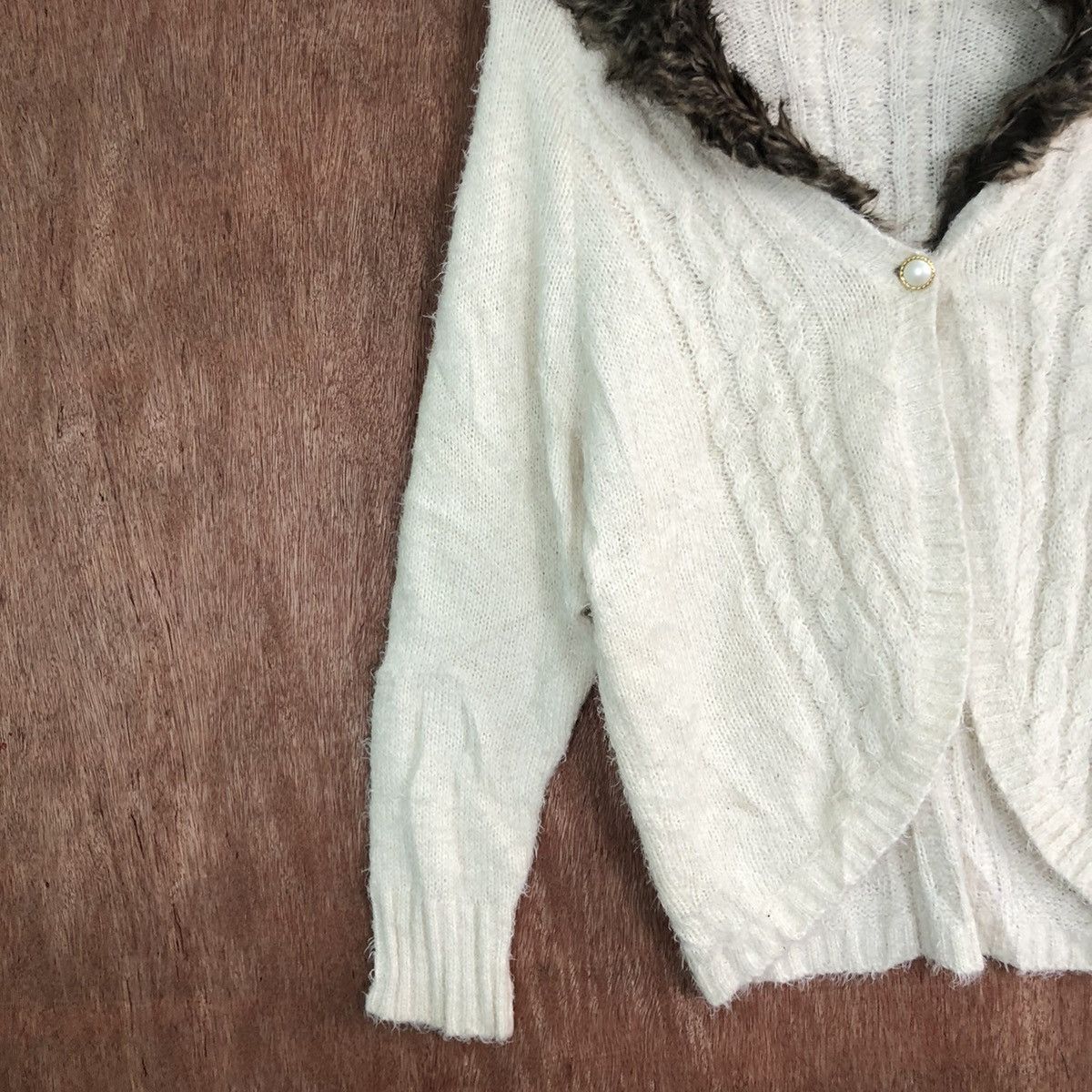 Homespun Knitwear × Japanese Brand Axes Femme Cream fur shag Knitwear cardigan #c335 Size US M / EU 48-50 / 2 - 7 Thumbnail