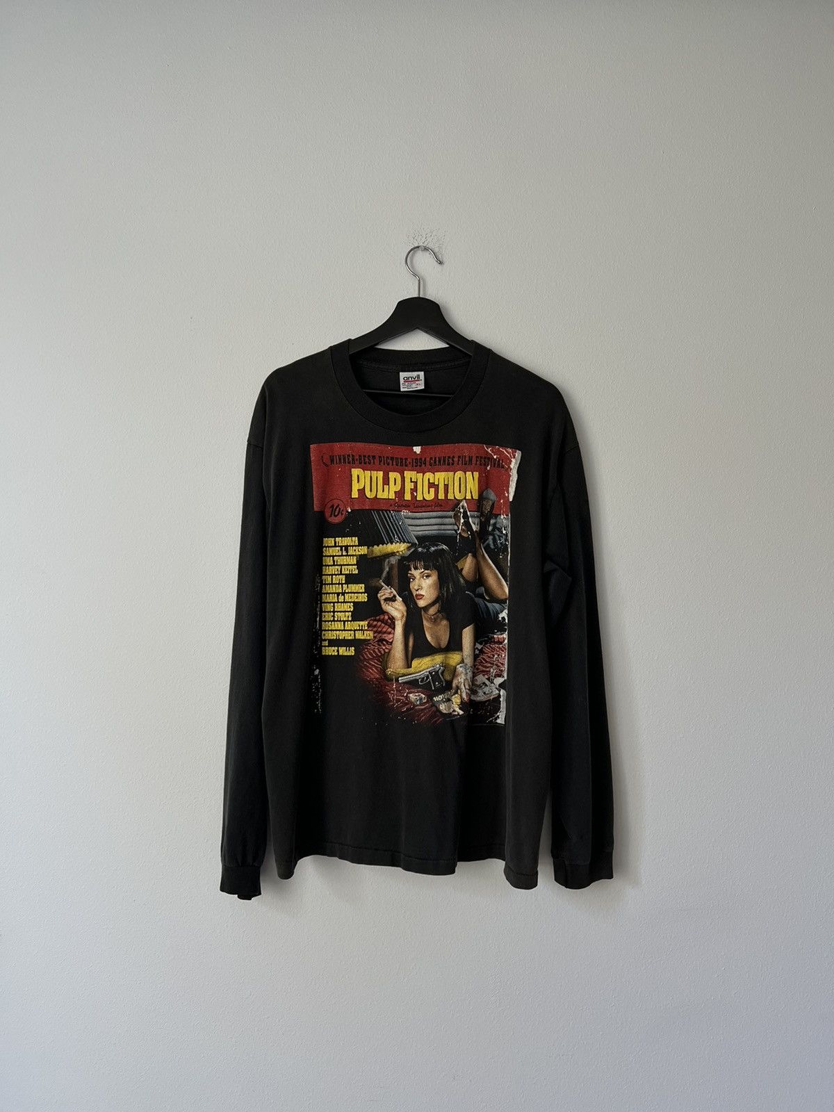 image of Band Tees x Movie Vintage 1994 Pulp Fiction Longsleeve (Singe Stitch) in Black, Men's (Size XL)