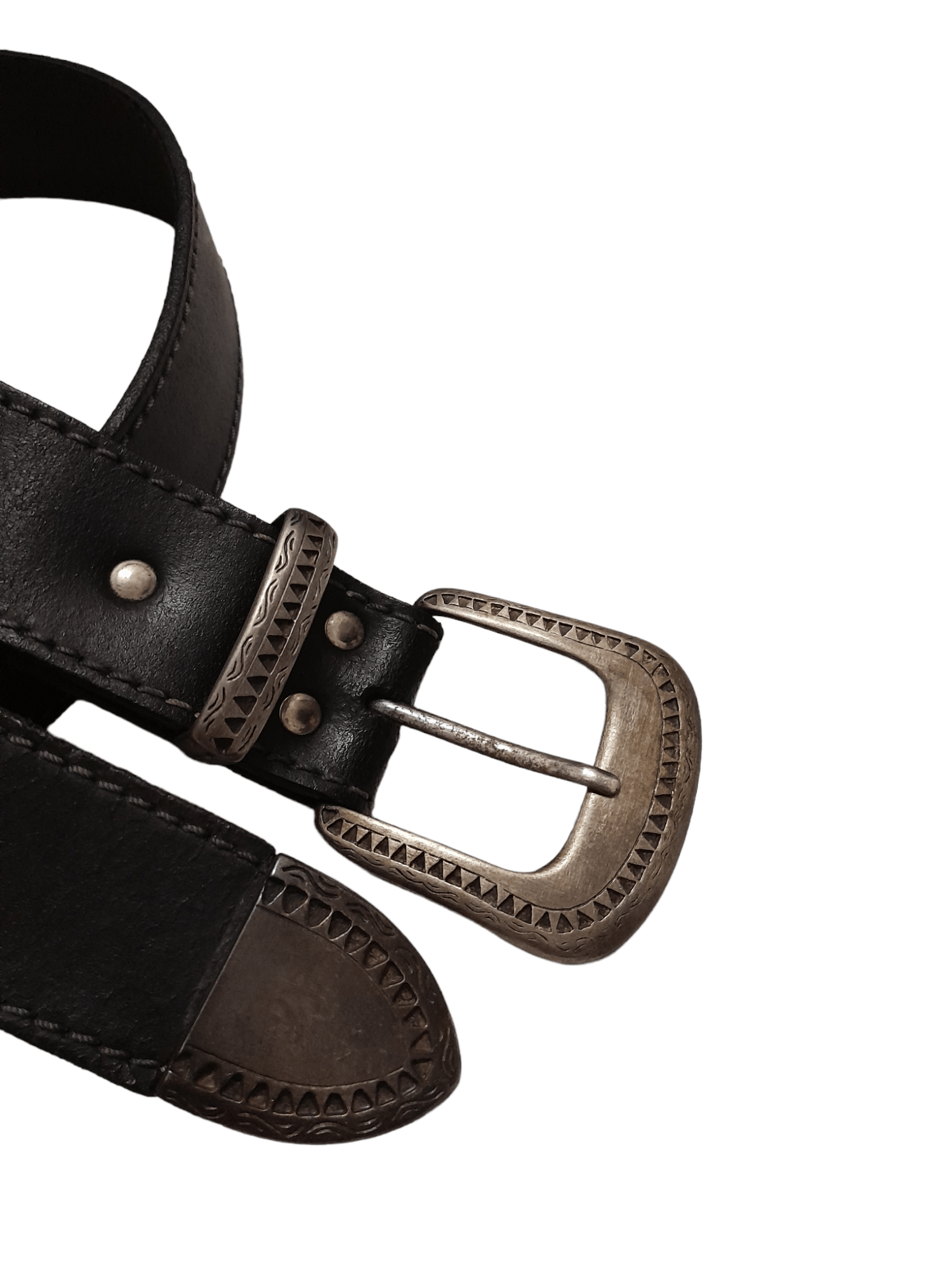 Leather Croute De Vachette Belts Leather Metal Art Brass (E831) Size ONE SIZE - 2 Thumbnail