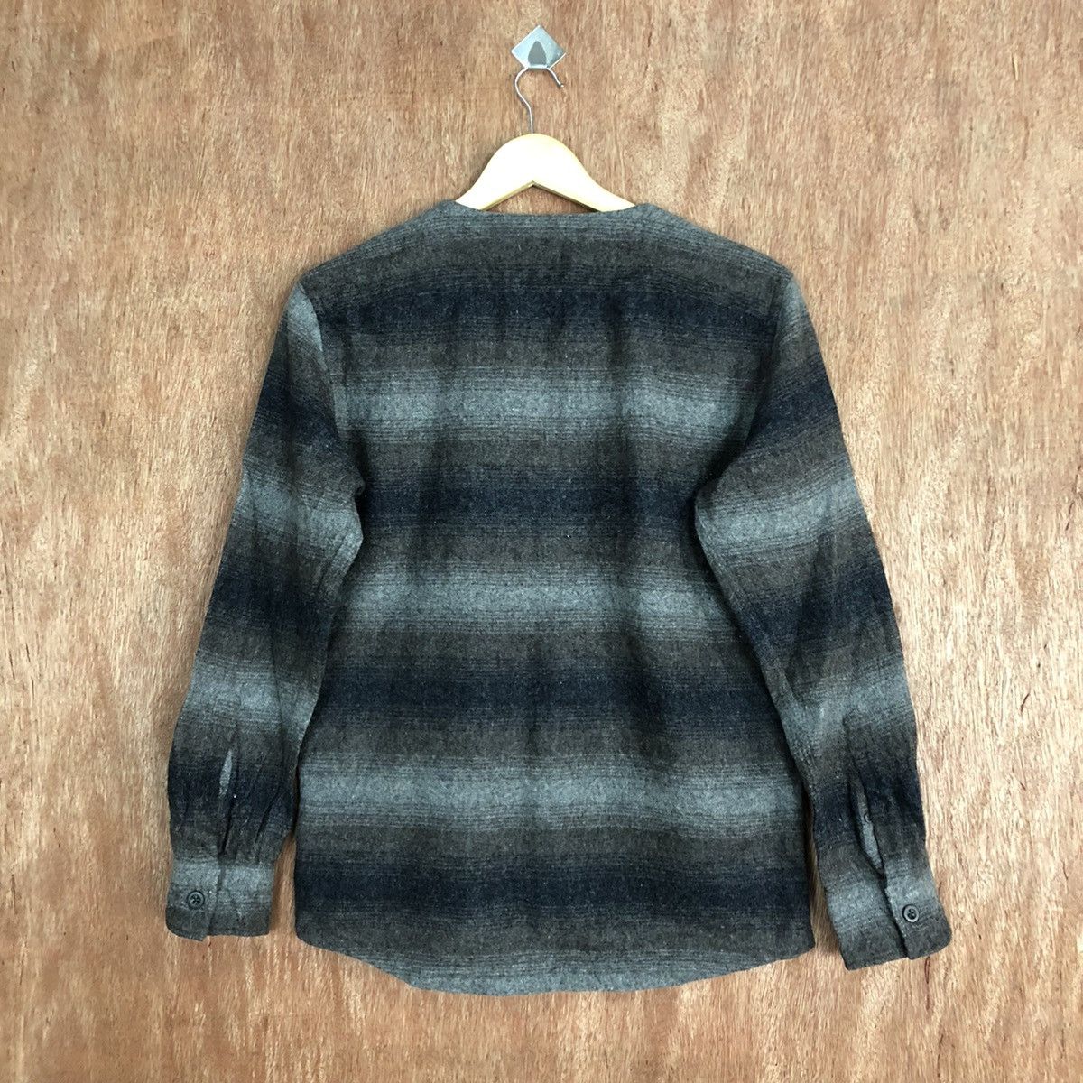 Homespun Knitwear DL B-Mung Life Grey stripe Mohair cardigan knitwear #H147 Size US M / EU 48-50 / 2 - 13 Thumbnail
