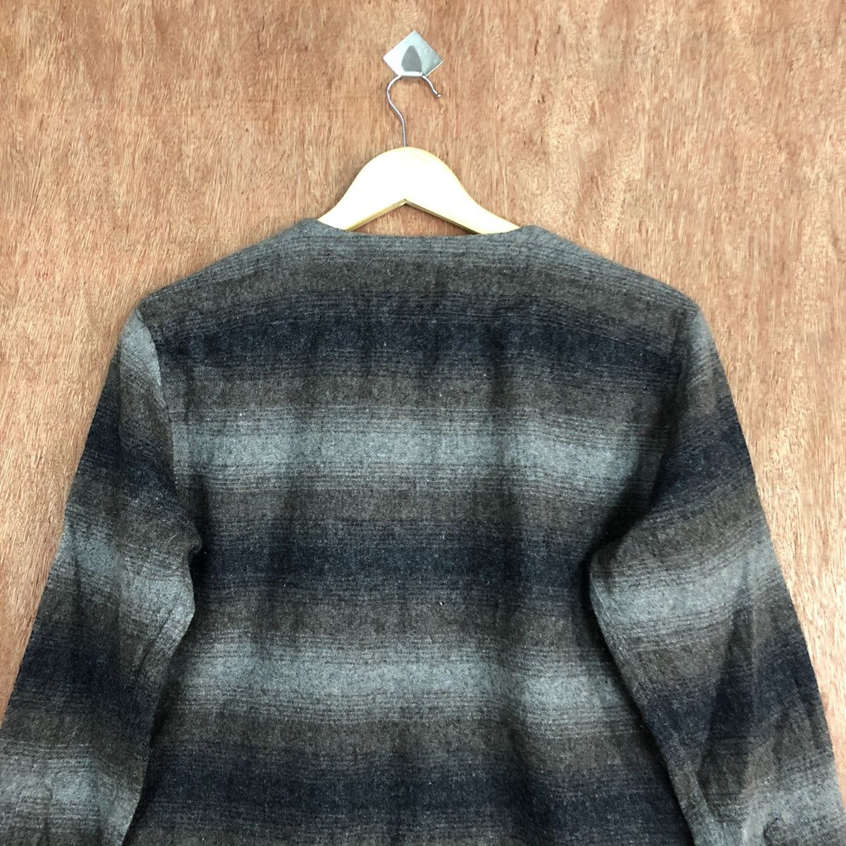 Homespun Knitwear DL B-Mung Life Grey stripe Mohair cardigan knitwear #H147 Size US M / EU 48-50 / 2 - 12 Thumbnail
