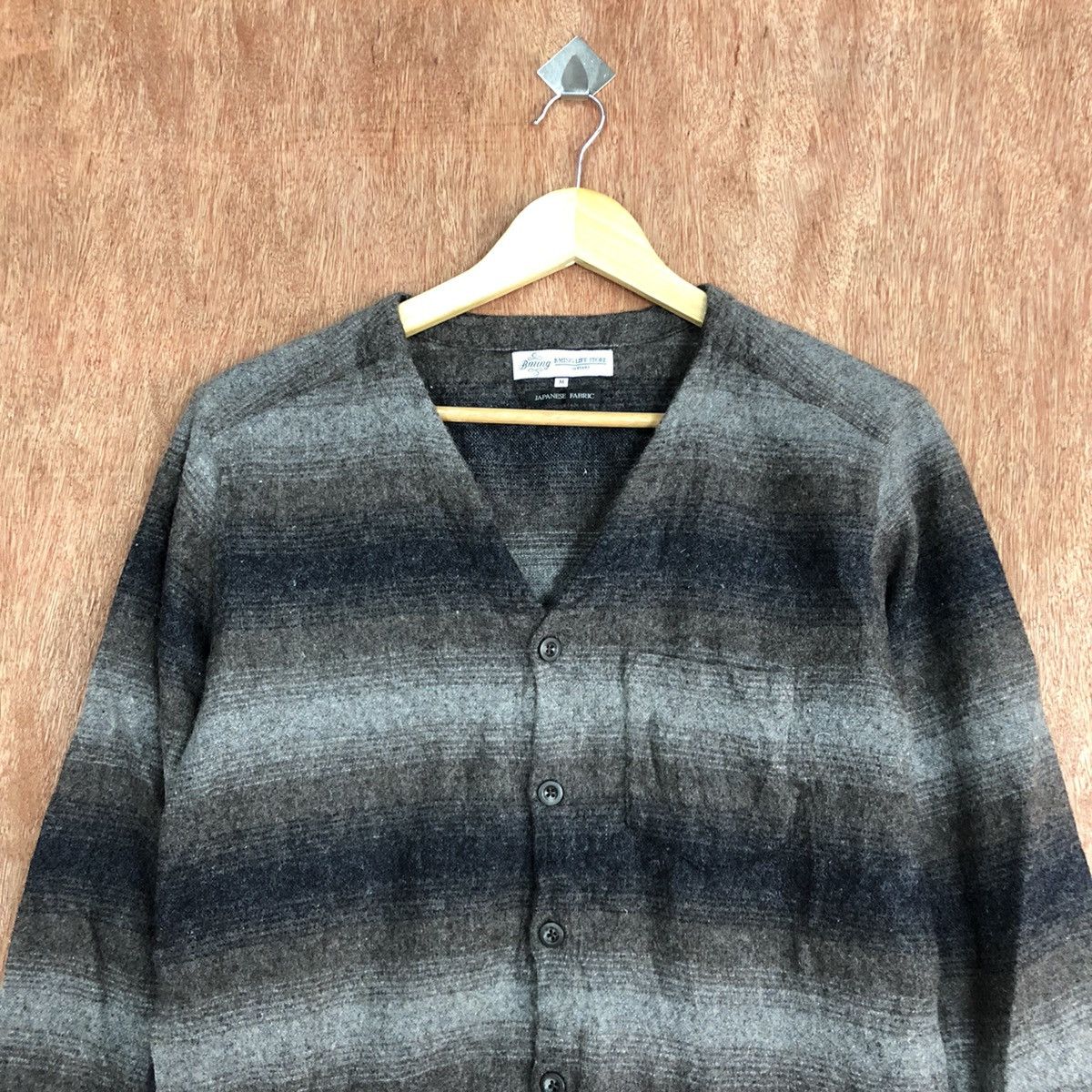 Homespun Knitwear DL B-Mung Life Grey stripe Mohair cardigan knitwear #H147 Size US M / EU 48-50 / 2 - 9 Thumbnail