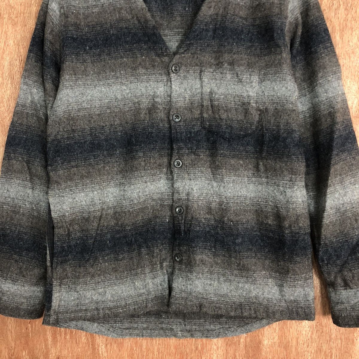 Homespun Knitwear DL B-Mung Life Grey stripe Mohair cardigan knitwear #H147 Size US M / EU 48-50 / 2 - 8 Thumbnail