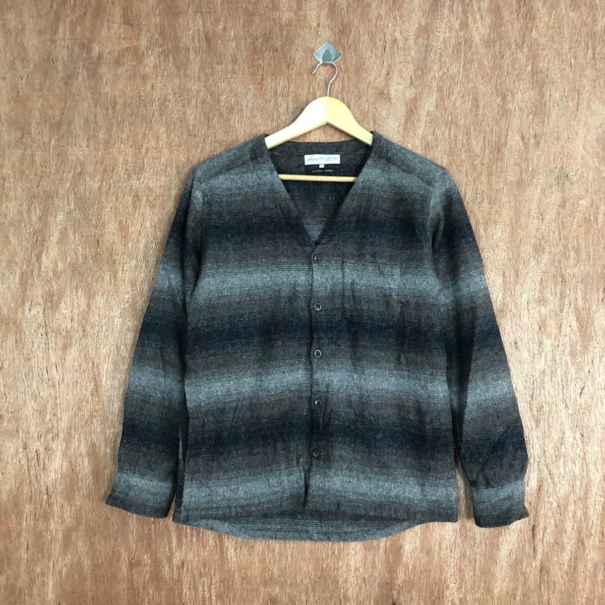 Homespun Knitwear DL B-Mung Life Grey stripe Mohair cardigan knitwear #H147 Size US M / EU 48-50 / 2 - 1 Thumbnail