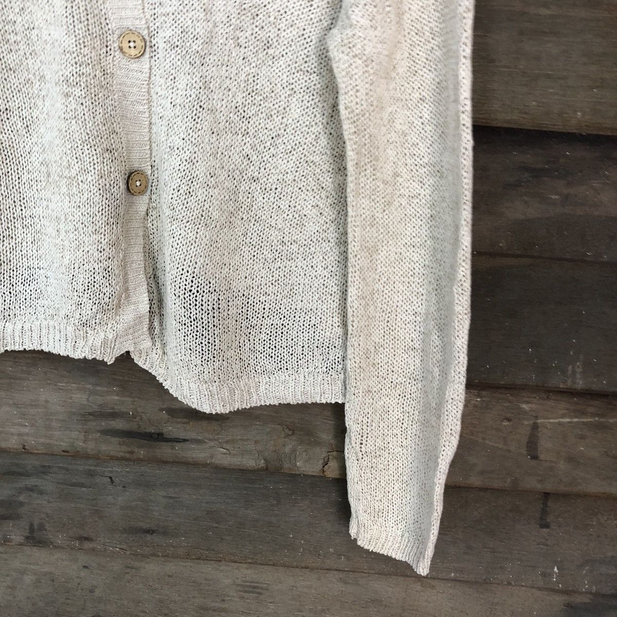 Japanese Brand Decoy Brown crochet meshnet vintage Cardigan #H042 Size US L / EU 52-54 / 3 - 5 Thumbnail