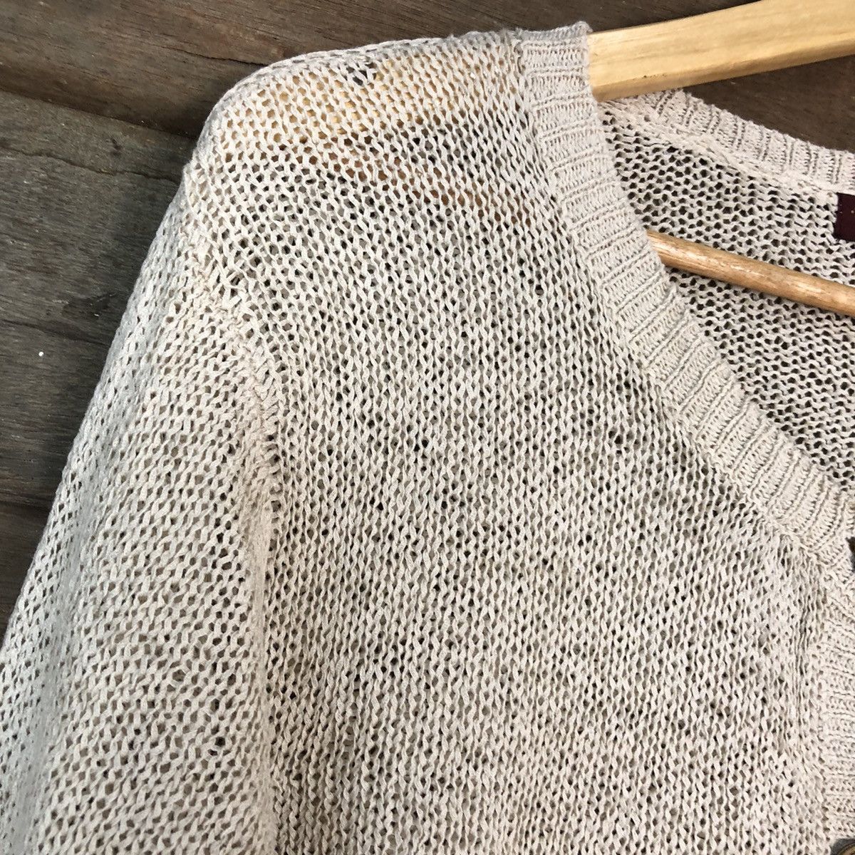 Japanese Brand Decoy Brown crochet meshnet vintage Cardigan #H042 Size US L / EU 52-54 / 3 - 6 Thumbnail