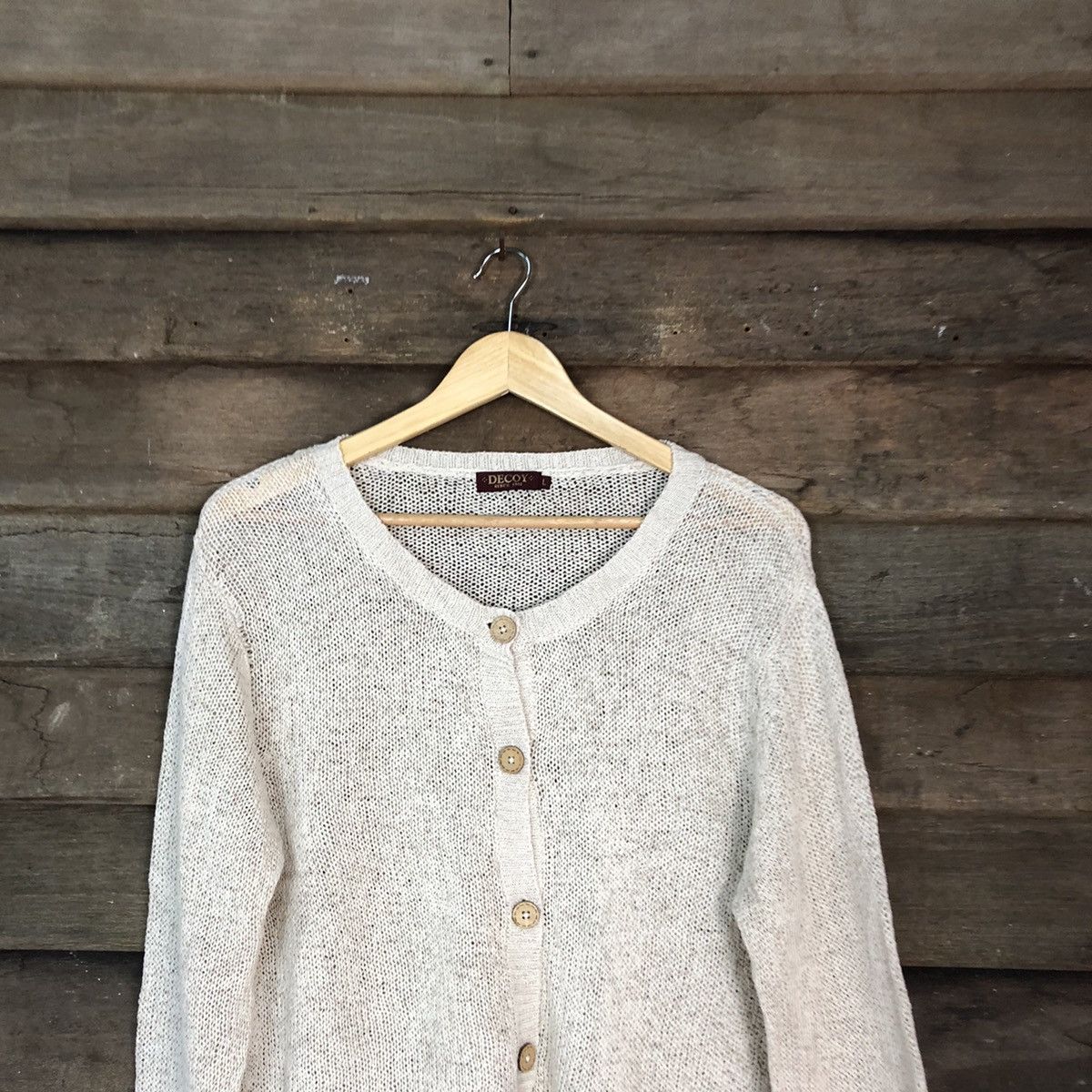 Japanese Brand Decoy Brown crochet meshnet vintage Cardigan #H042 Size US L / EU 52-54 / 3 - 2 Thumbnail